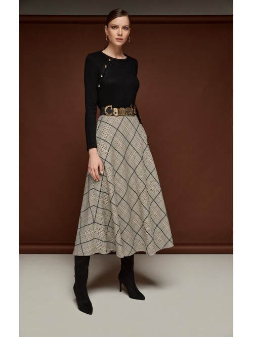 Oblique plaid skirt