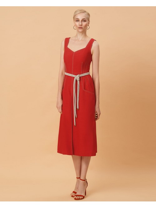 Dress with straps and pockets